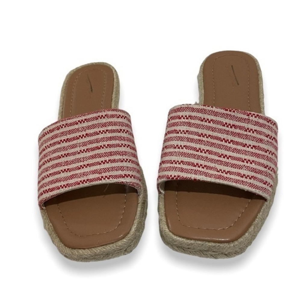 NWOT Universal Thread Red Beige Slide Sandals New 7 1/2